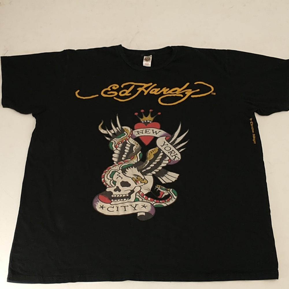 Don Ed Hardy Tee XXXXL New York City Black Skull